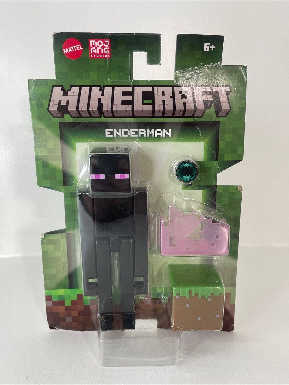 Mattel Minecraft Enderman Figure with Pink Slime and Green Eye